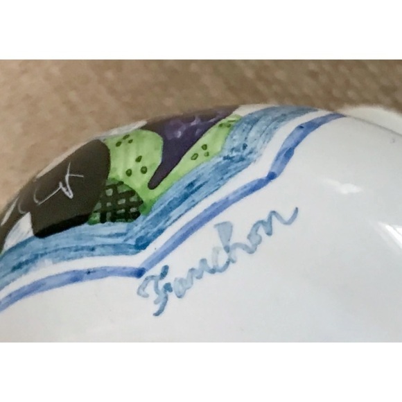 Art On Pottery Bud Vase Woman Parasol Field Eclectic Whimsical Cottage Core - Picture 4 of 9